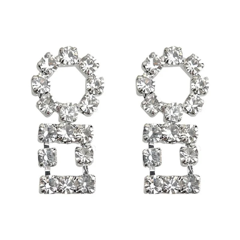 Light Luxury Geometric Rhinestone Eco-Friendly Copper Drop Earrings For Women