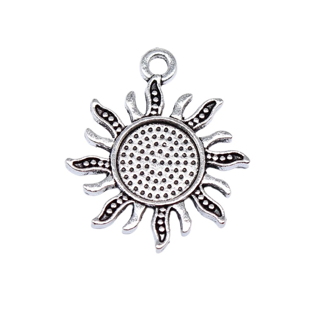 21x17mm 1.3g Antique Silver Zinc Alloy Sunflower Charm Pendant for DIY Necklace Bracelet Making