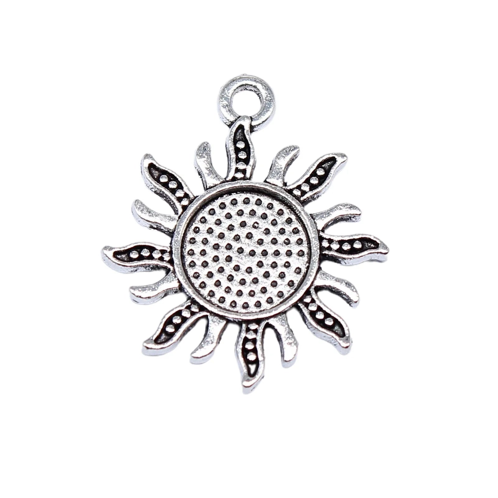 21x17mm 1.3g Antique Silver Zinc Alloy Sunflower Charm Pendant for DIY Necklace Bracelet Making