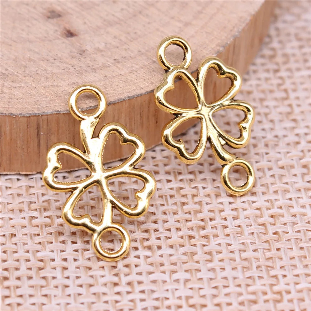 20x12mm 0.6g Multicolor Zinc Alloy Four Leaf Clover connector charm for DIY bracelet necklace making
