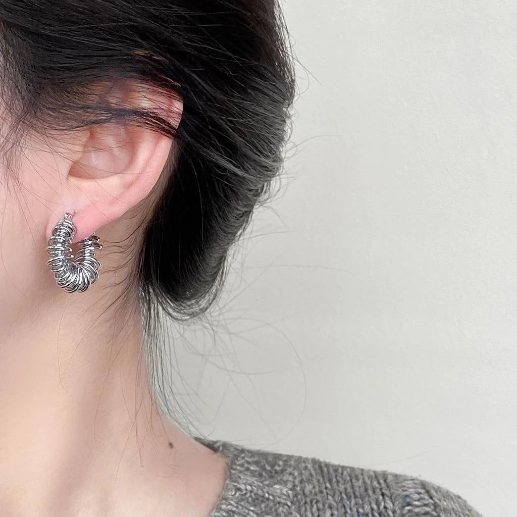 Thickened Real Gold Plated Copper Irregular Geometric Round Hoop Earrings For Luxury Commuter Style