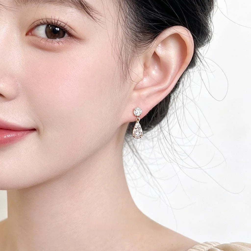 Eco Friendly Copper Zircon Inlaid Geometric Stud Earrings Light Luxury Minimalist Fashion Jewelry