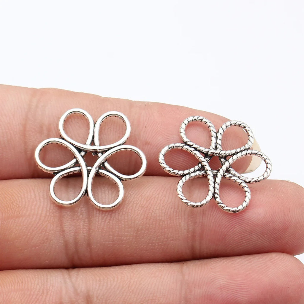 25x23mm 1.6g Multicolor Zinc Alloy Hollow Flower Filigree Charm Pendant for DIY Necklace Jewelry Making