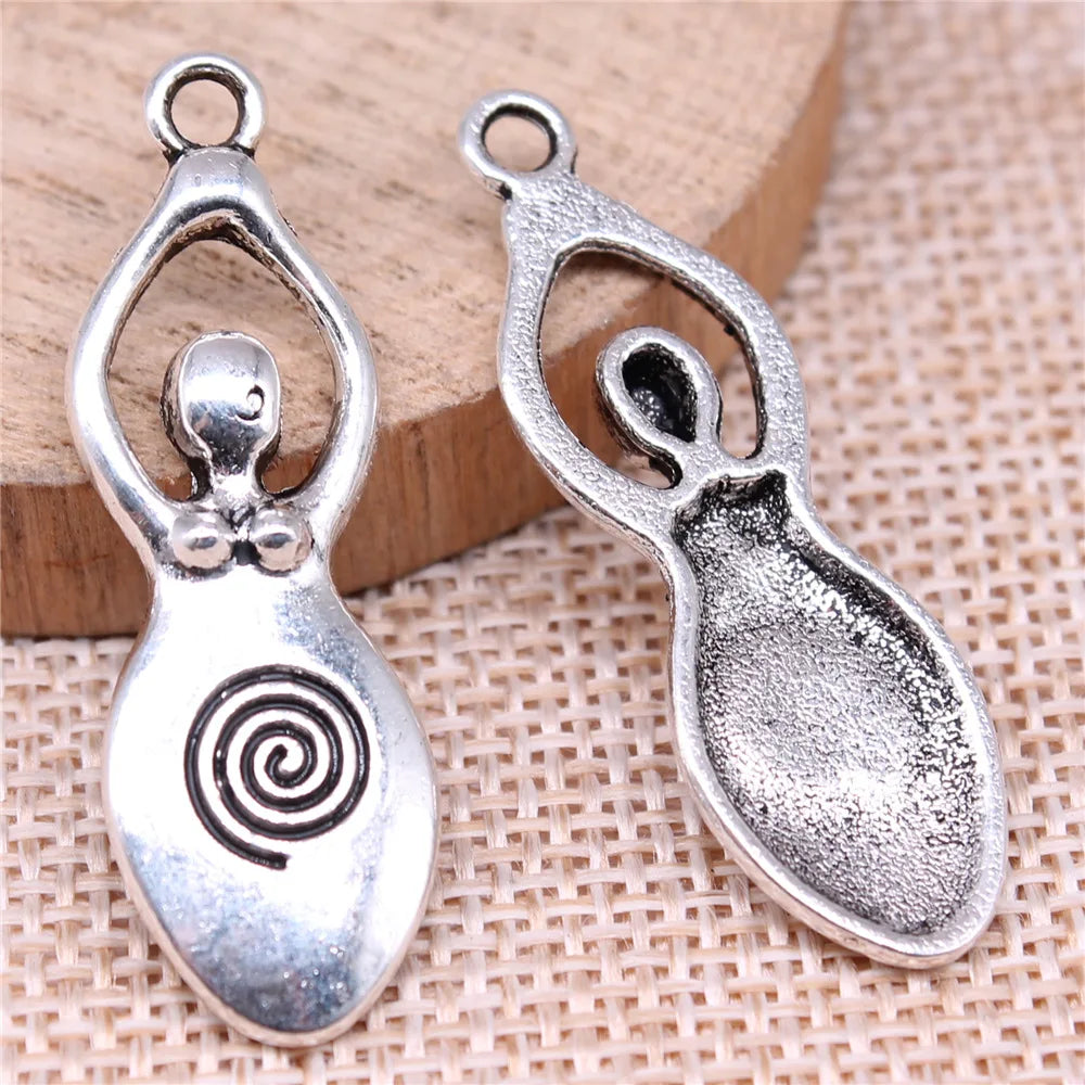 39x13mm 3g Antique Silver Zinc Alloy Fertility Goddess Mother Charm Pendant for DIY Necklace Making