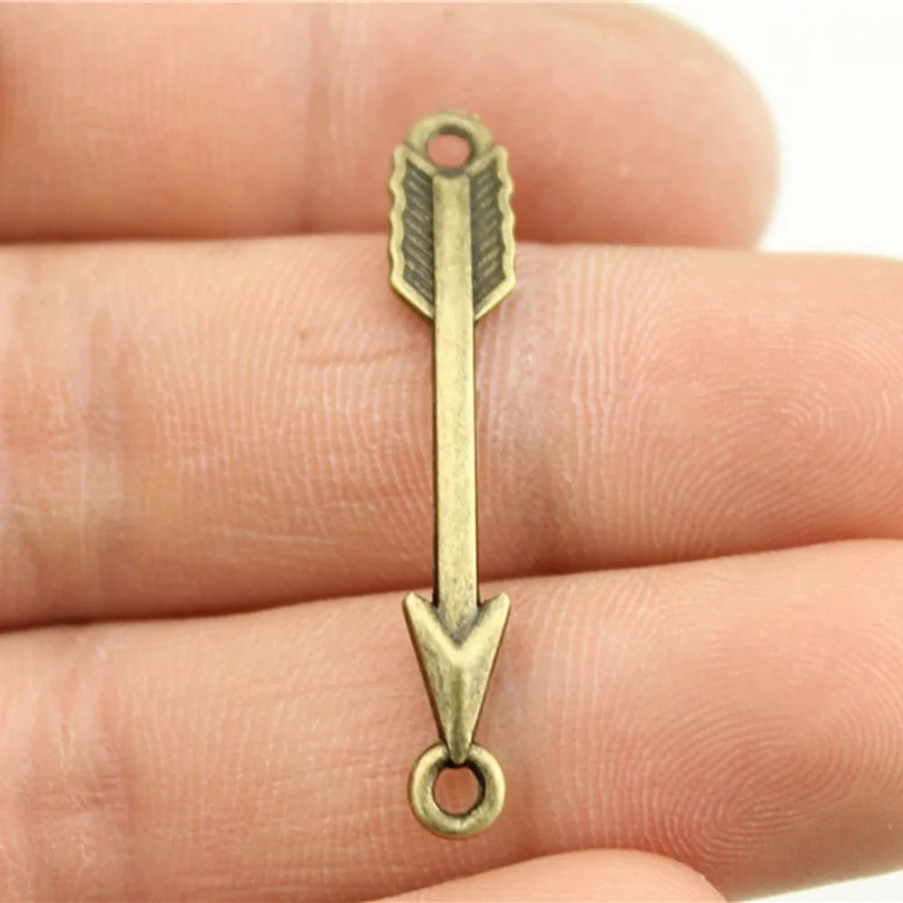37x6mm 1.1g Multicolor Zinc Alloy Bow and Arrow Connector Charm for DIY Bracelet Necklace Making