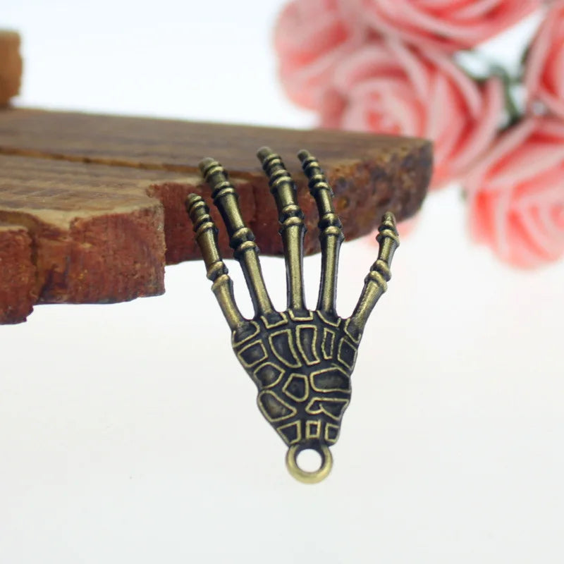 40x20MM Zinc Alloy Skeleton Hand Charm Pendant for DIY Necklace Bracelet Jewelry Making
