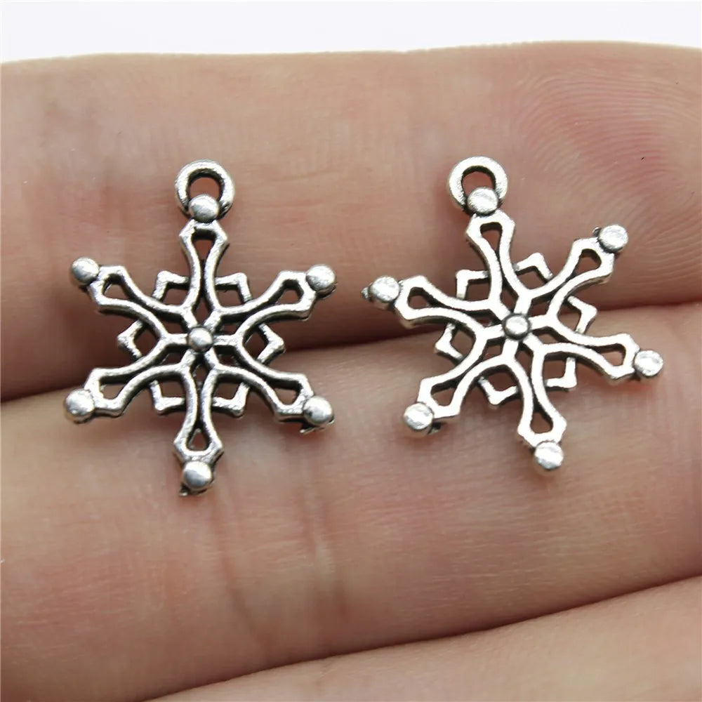 19x15mm 0.9g Antique Silver Zinc Alloy Snowflake Charm Pendant for DIY Christmas Jewelry Making
