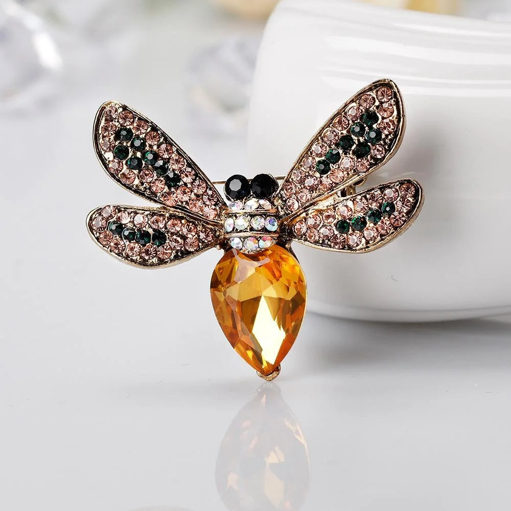 Luxury Rhinestone Bee Brooch For Women, Alloy Crystal Insect Lapel Pin Corsage Suit Accessory Gift