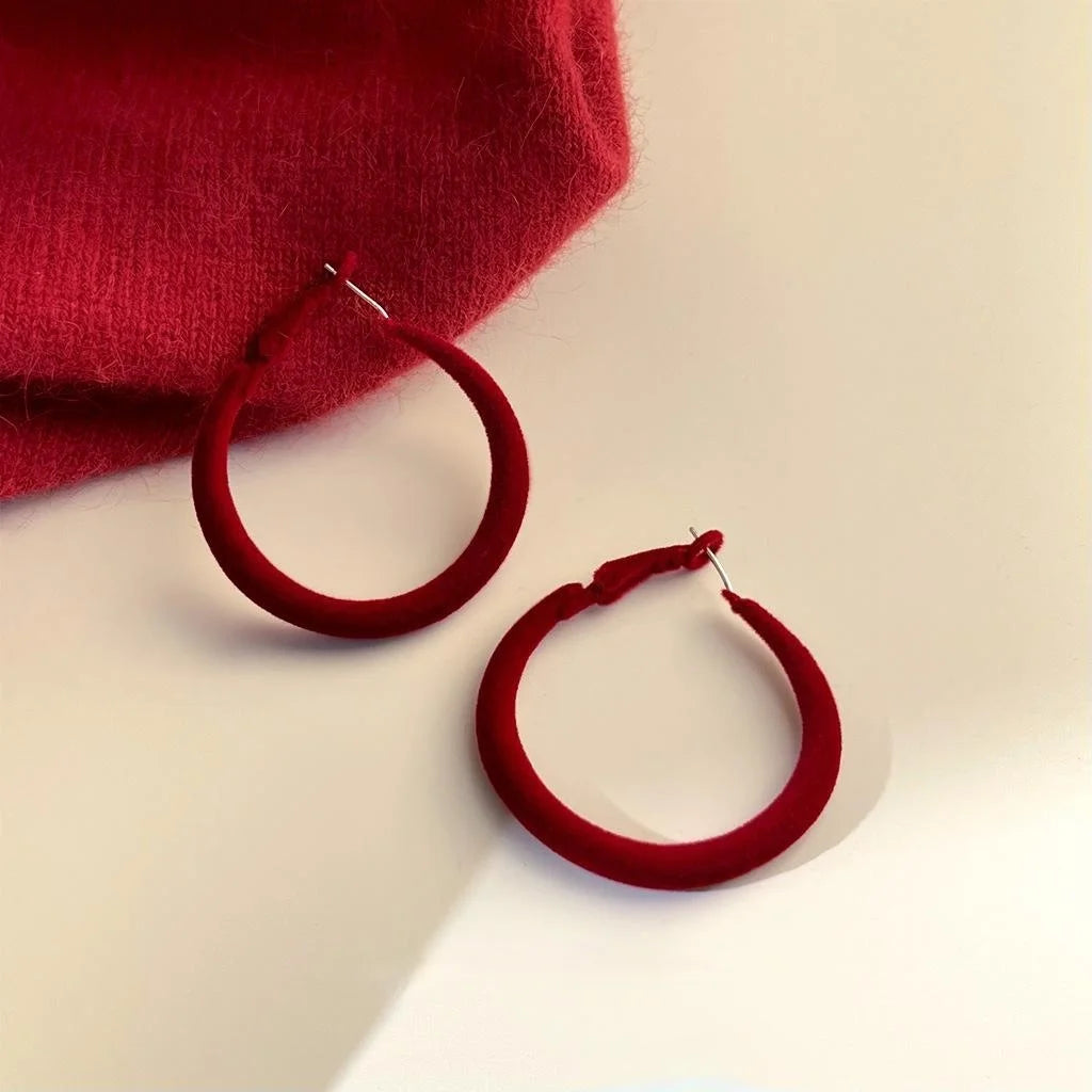 Vintage Flocked Round Geometric Hoop Earrings, Copper For Women