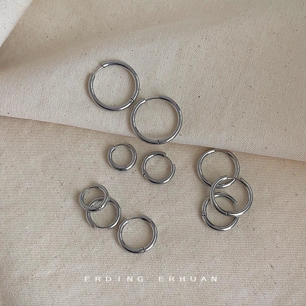 Premium Minimalist Round 316 Stainless Steel Drop Earrings Geometric Versatile Jewelry