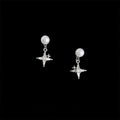Detachable Two Way Copper Zircon Pearl Eight Point Star Front Back Stud Earrings Sweet Cool Style