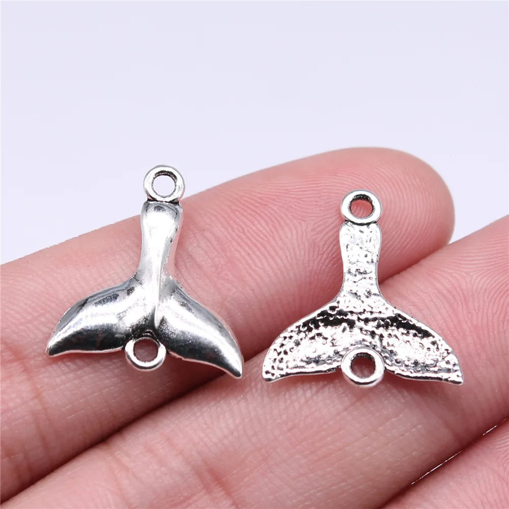 20x18mm 0.79g Antique Silver Zinc Alloy Whale Tail Connector Charm for DIY Bracelet Necklace Making