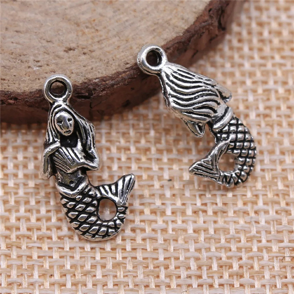 22x12mm 1.7g Multicolor Zinc Alloy Mermaid Charm Pendant for DIY Necklace Bracelet Jewelry Making