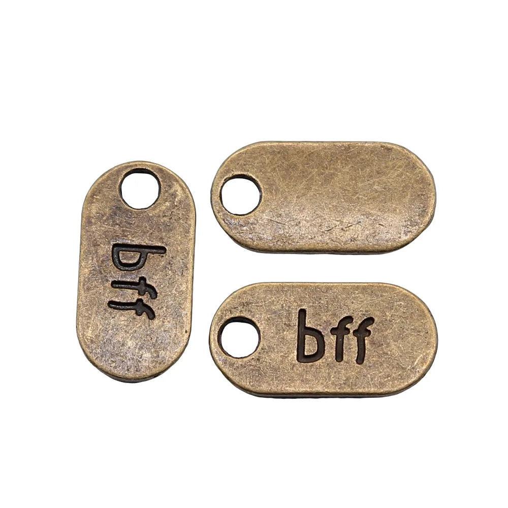 18x9mm 1.1g Zinc Alloy BFF Best Friend Forever Word Letter Charm Pendant for DIY Friendship Jewelry