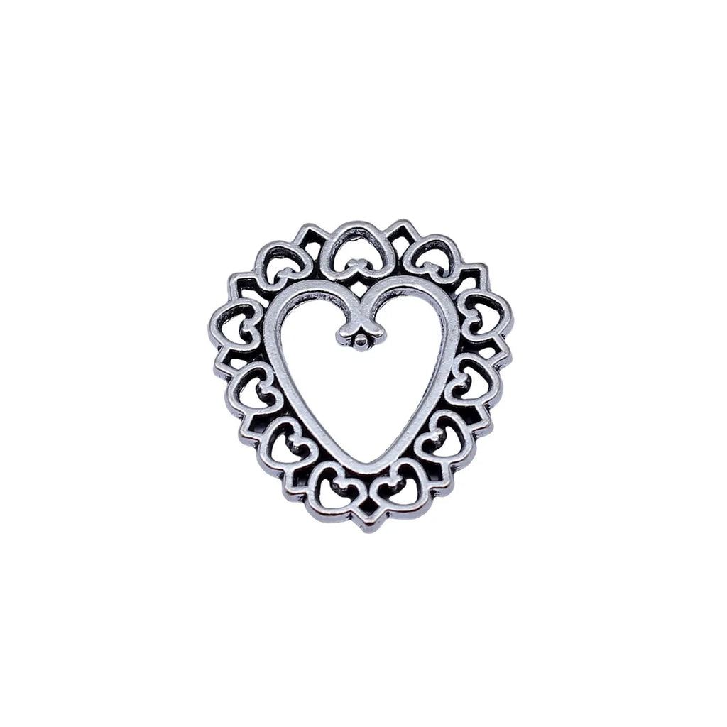 25x23mm 2.7g Antique Silver Zinc Alloy Heart Charm Pendant for Necklace Bracelet DIY Jewelry