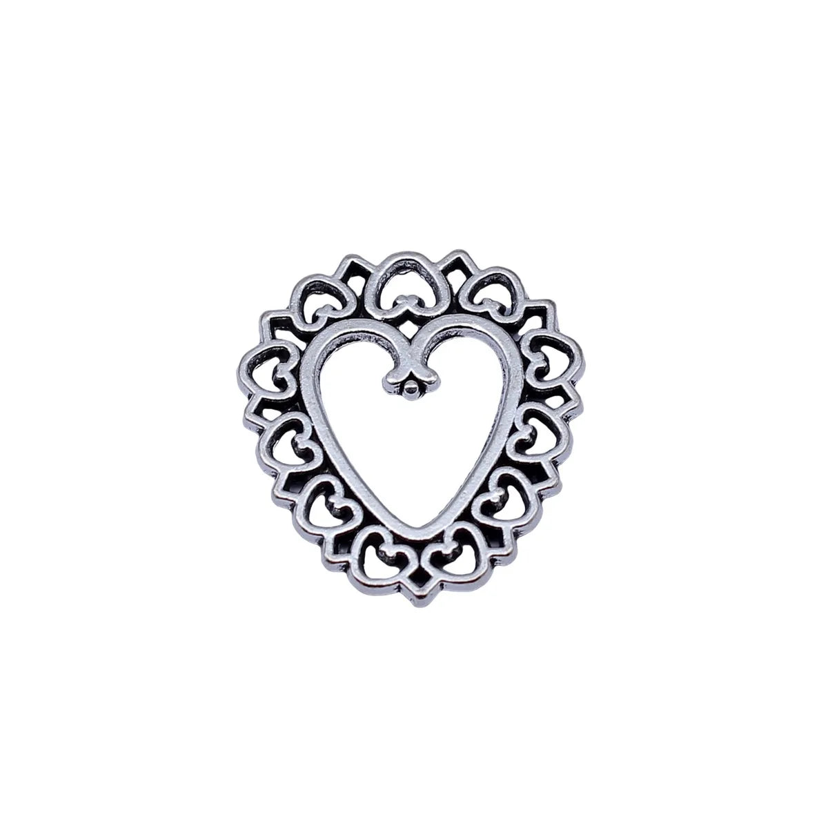 25x23mm 2.7g Antique Silver Zinc Alloy Heart Charm Pendant for Necklace Bracelet DIY Jewelry