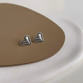 Minimalist Distressed Copper Mini Heart Stud Earrings Irregular Lava Texture Jewelry For Women