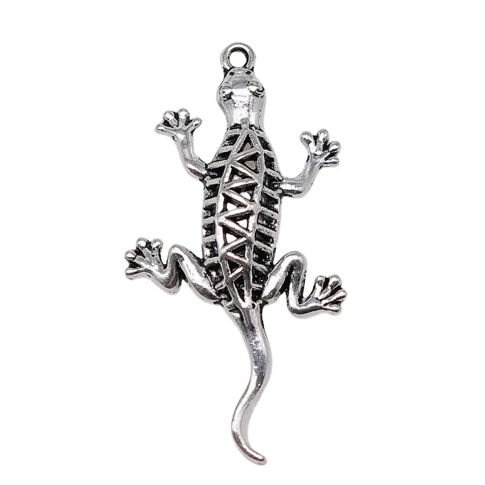 50x26mm 4.4g Multicolor Zinc Alloy Gecko Lizard Charm Pendant for DIY Animal Jewelry Accessories