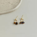 Natural Tiger Eye Stone Geometric Drop Earrings Old Money Minimalist Designer Jewelry For Women