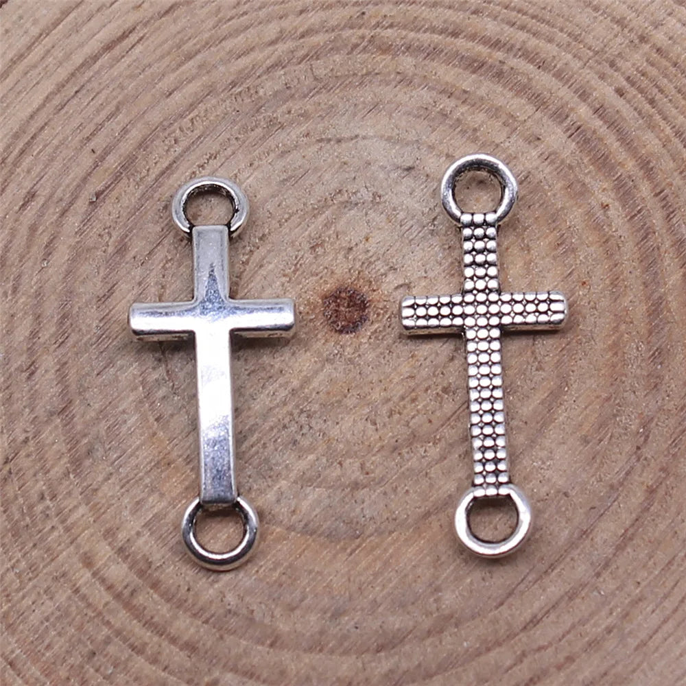 20x8mm 0.45g Antique Silver Zinc Alloy Cross Connector Charm for DIY Bracelet Necklace Jewelry Making