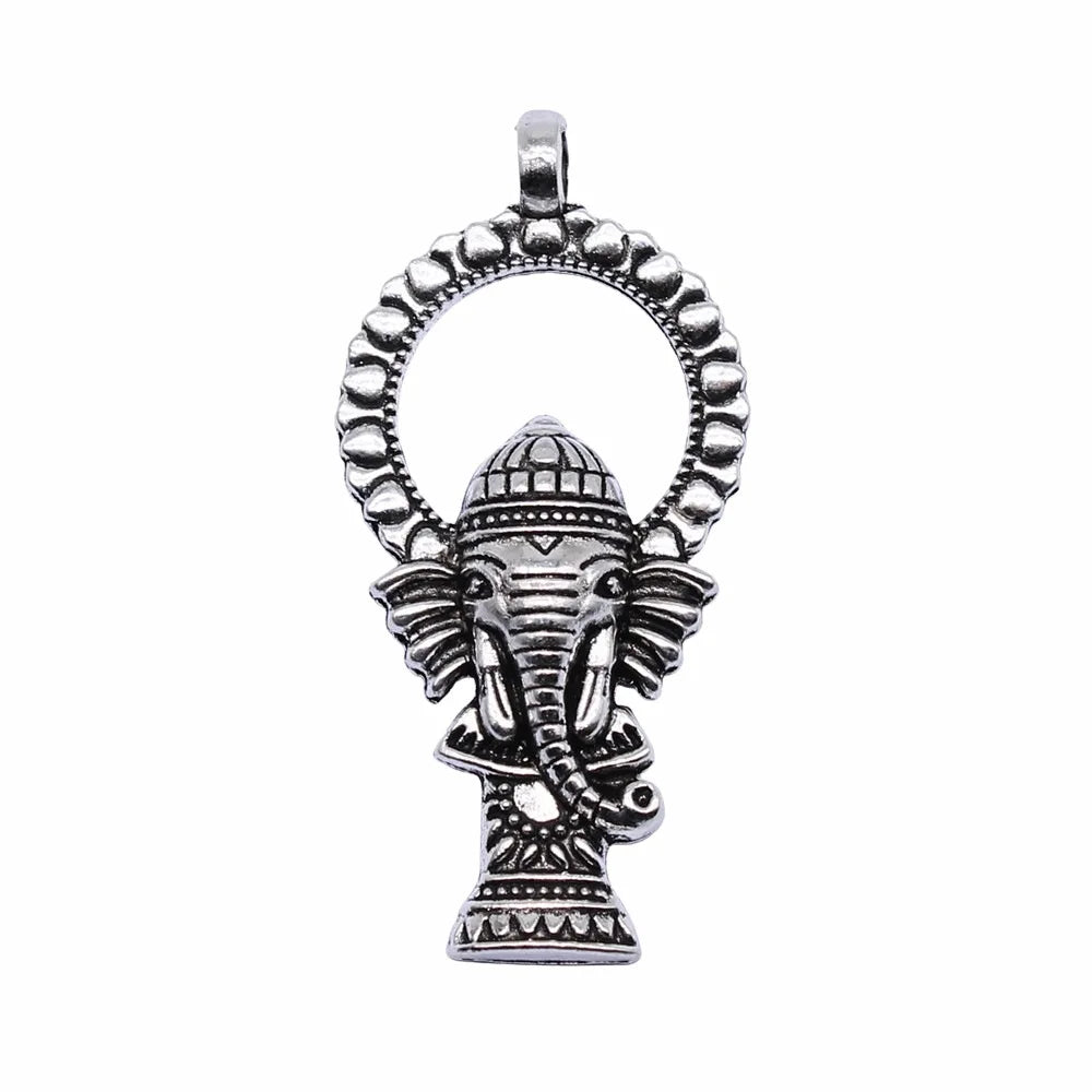 56x27mm 5.6g Antique Silver Zinc Alloy Ganesha Elephant Charm Pendant for DIY Necklace Jewelry Making