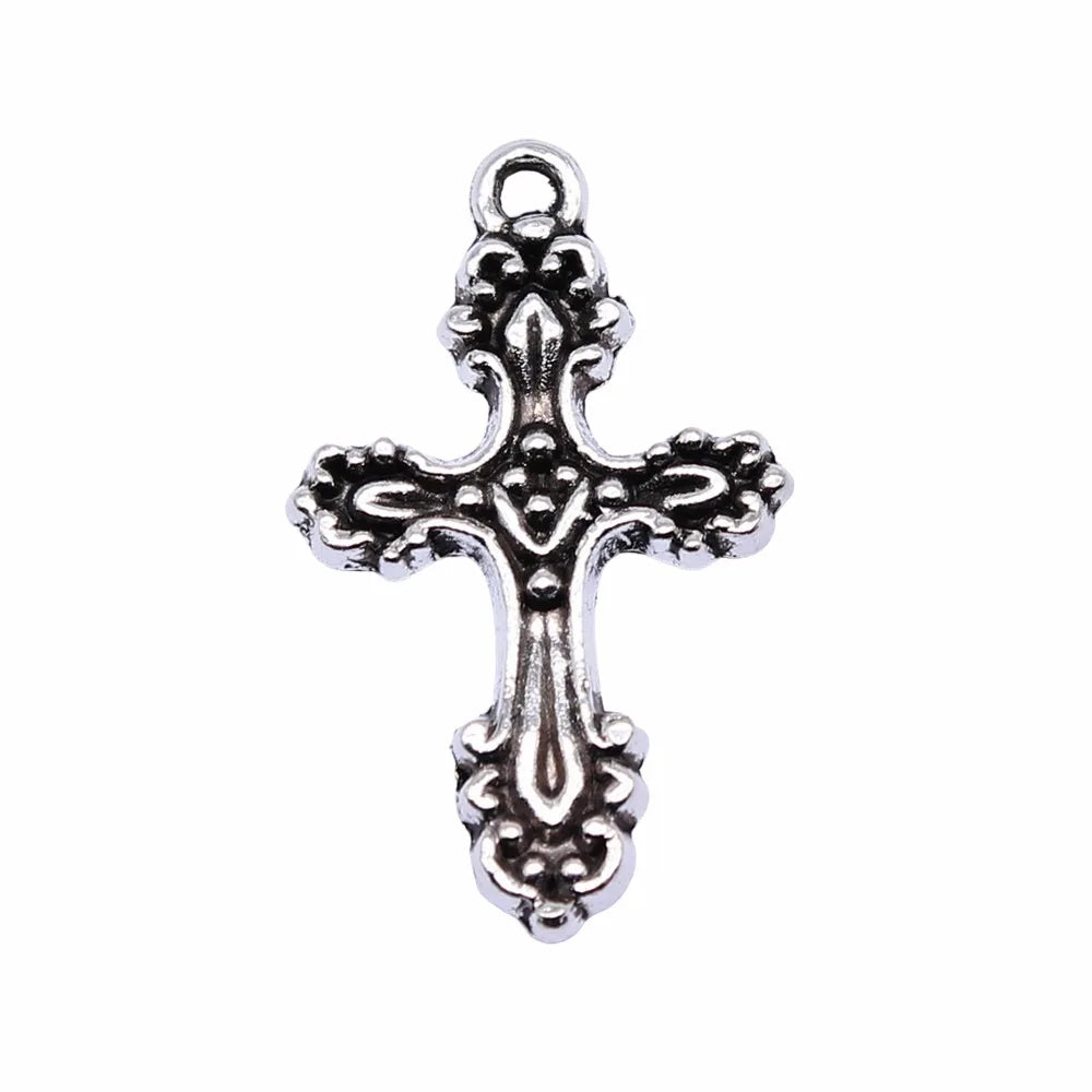 28x17mm 1.35g Antique Silver Zinc Alloy Cross Charm Pendant for DIY Necklace Bracelet Jewelry Making