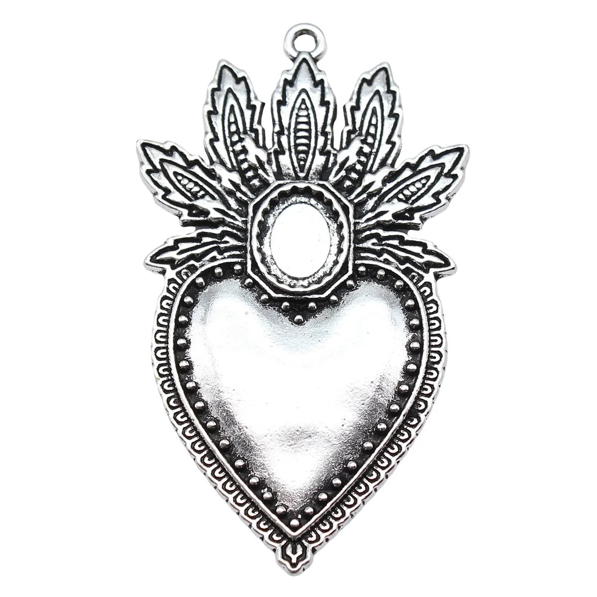 59x34mm 9.3g Antique Silver Zinc Alloy Gothic Heart Charm Pendant for DIY Necklace Bracelet Making
