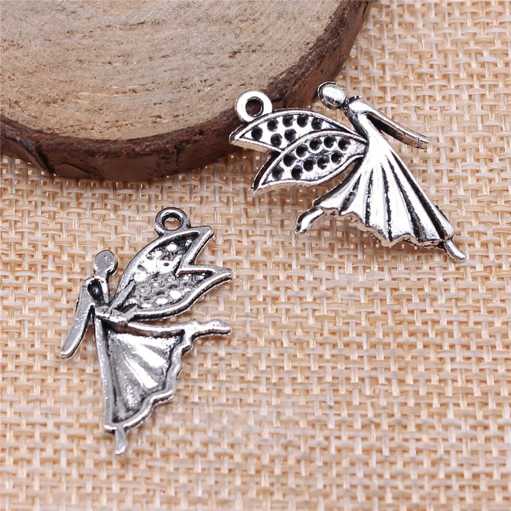 29x16mm 1.6g Antique Silver Zinc Alloy Angel Figure Charm Pendant for DIY Necklace Bracelet Making