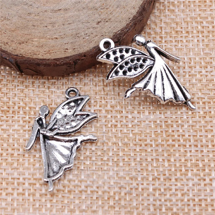29x16mm 1.6g Antique Silver Zinc Alloy Angel Figure Charm Pendant for DIY Necklace Bracelet Making