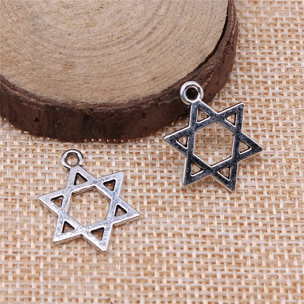 21x16mm 0.9g Multicolor Zinc Alloy Six Pointed Star Charm Pendant for DIY Bracelet Necklace Making