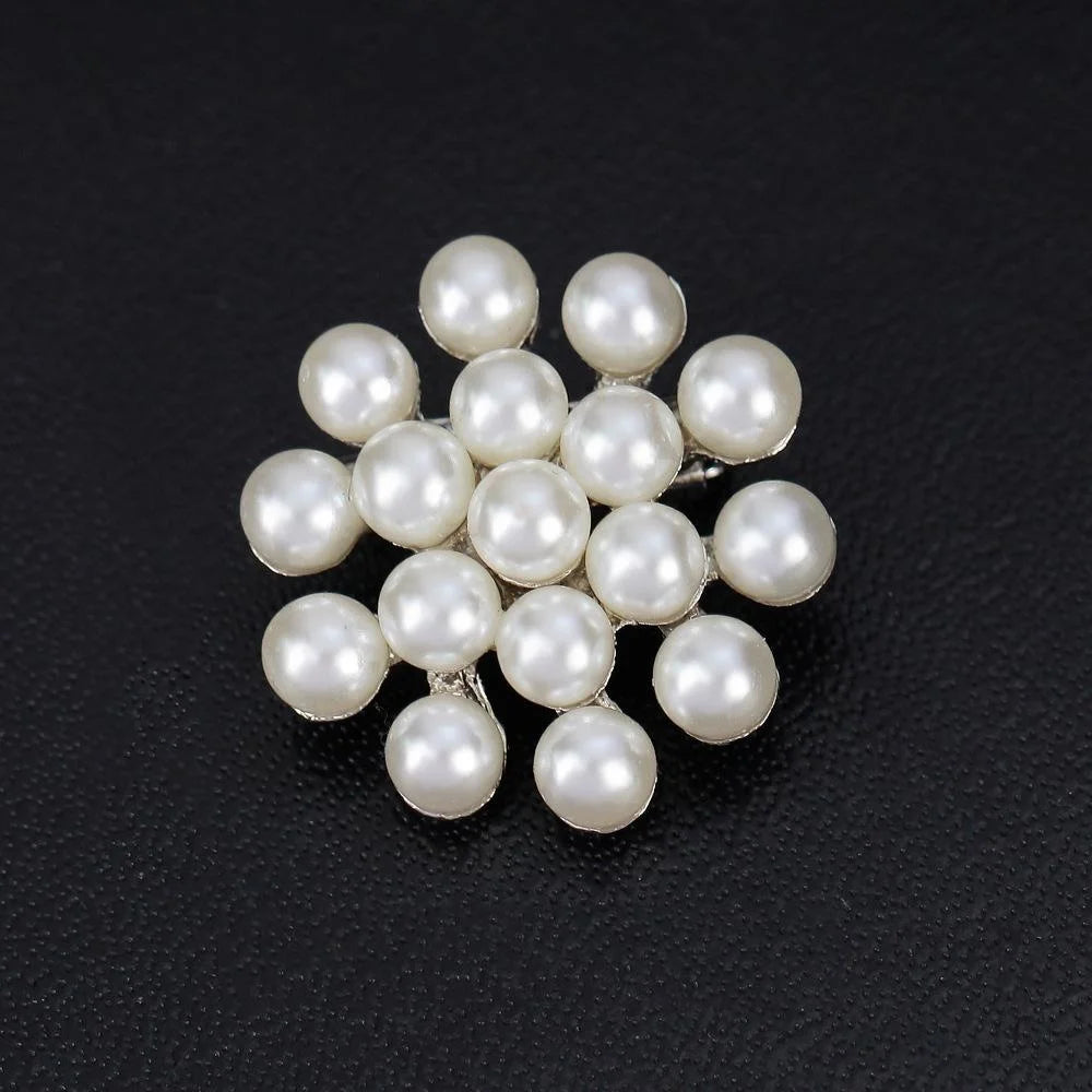 Elegant Full Pearl Rhinestone Flower Brooch For Women, Alloy Lapel Pin Corsage Suit Accessory Gift