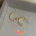 14K Plated Copper Geometric Hoop Stud Earrings For Women Light Luxury Minimalist