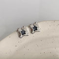 Sweet Cool Geometric Square Black Zircon Copper Stud Earrings