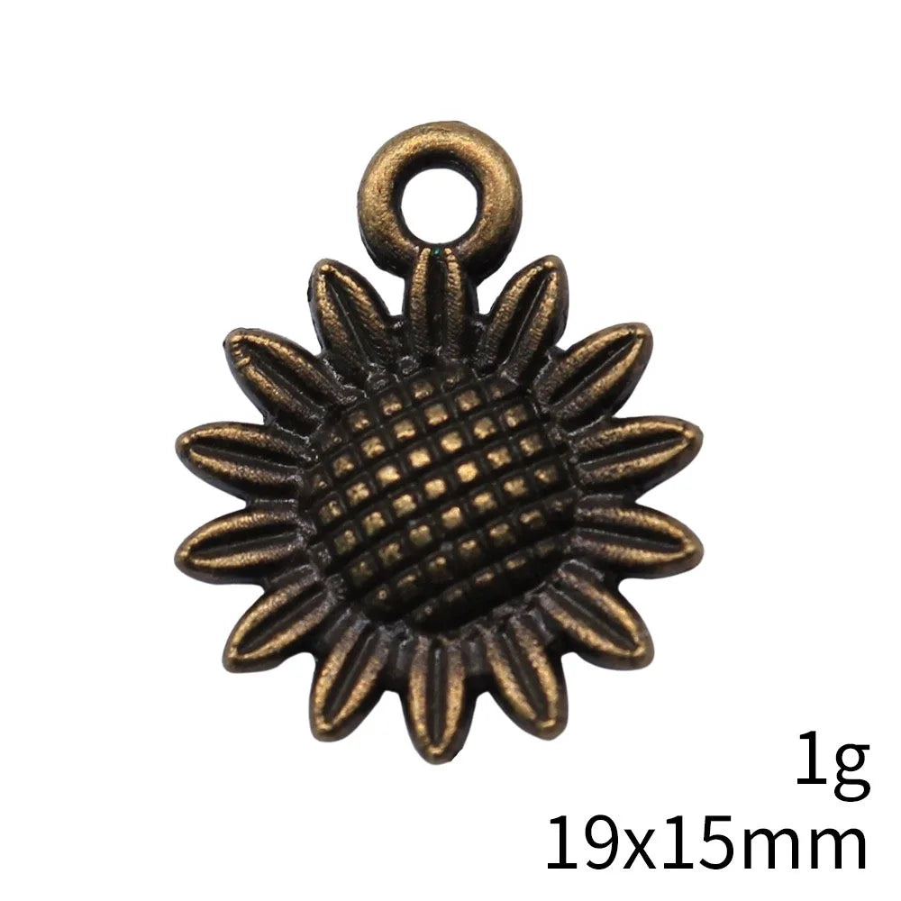 19x15mm 1g Multicolor Zinc Alloy Sunflower Charm Pendant for DIY Bracelet Necklace Jewelry Making
