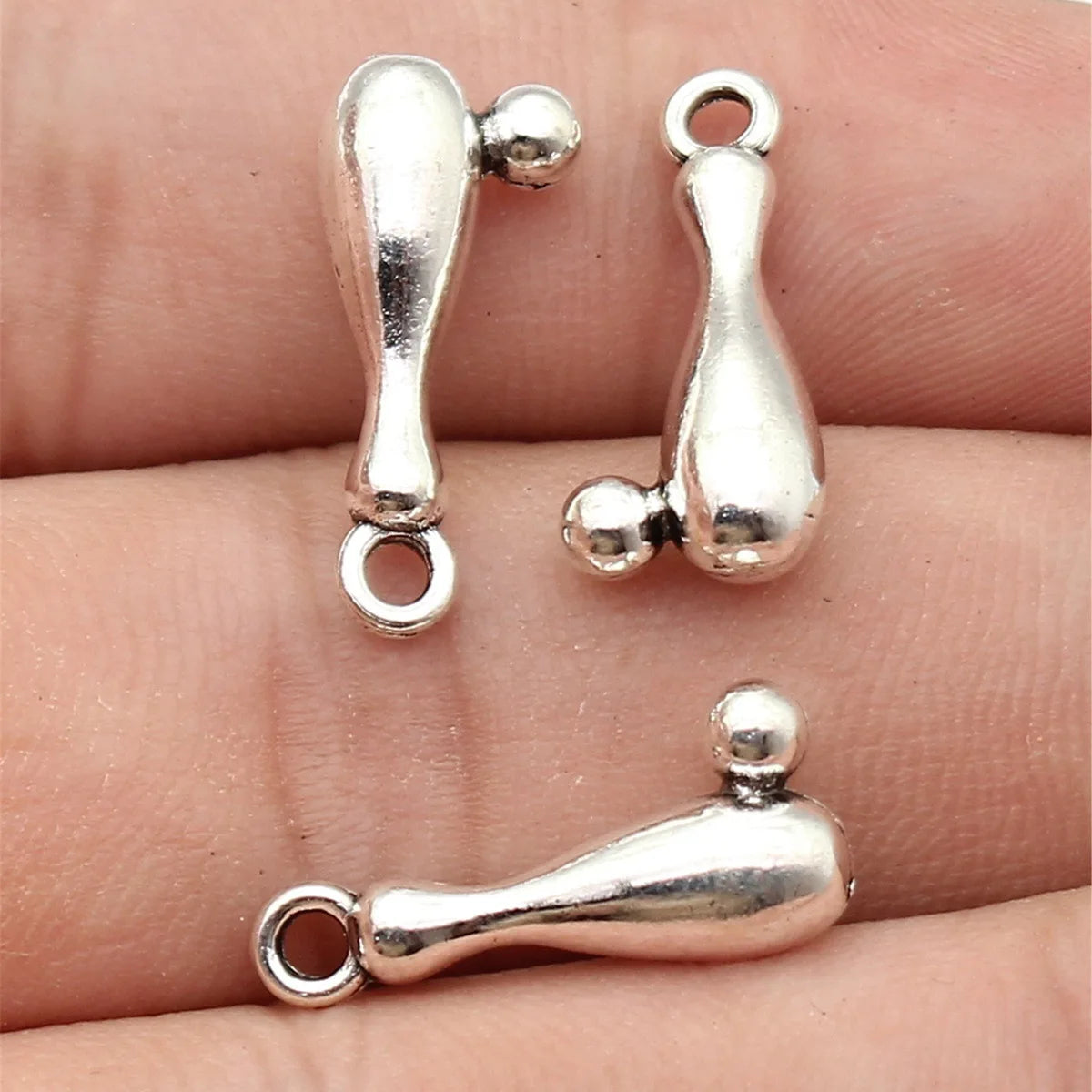 20x9x5.4mm 1.6g Antique Silver Zinc Alloy Bowling Ball Charm Pendant for DIY Sports Jewelry Making