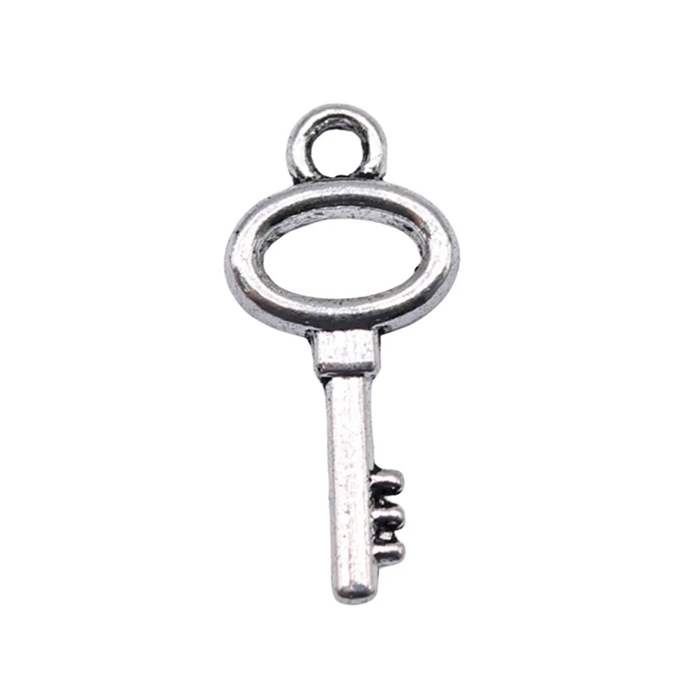 20x9mm 0.8g Antique Silver Zinc Alloy Key Charm Pendant for DIY Bracelet Necklace Jewelry Making