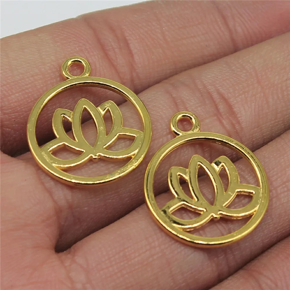 20x24mm 1.6g Multicolor Zinc Alloy Lotus Charm Pendant for DIY Necklace Bracelet Jewelry Making