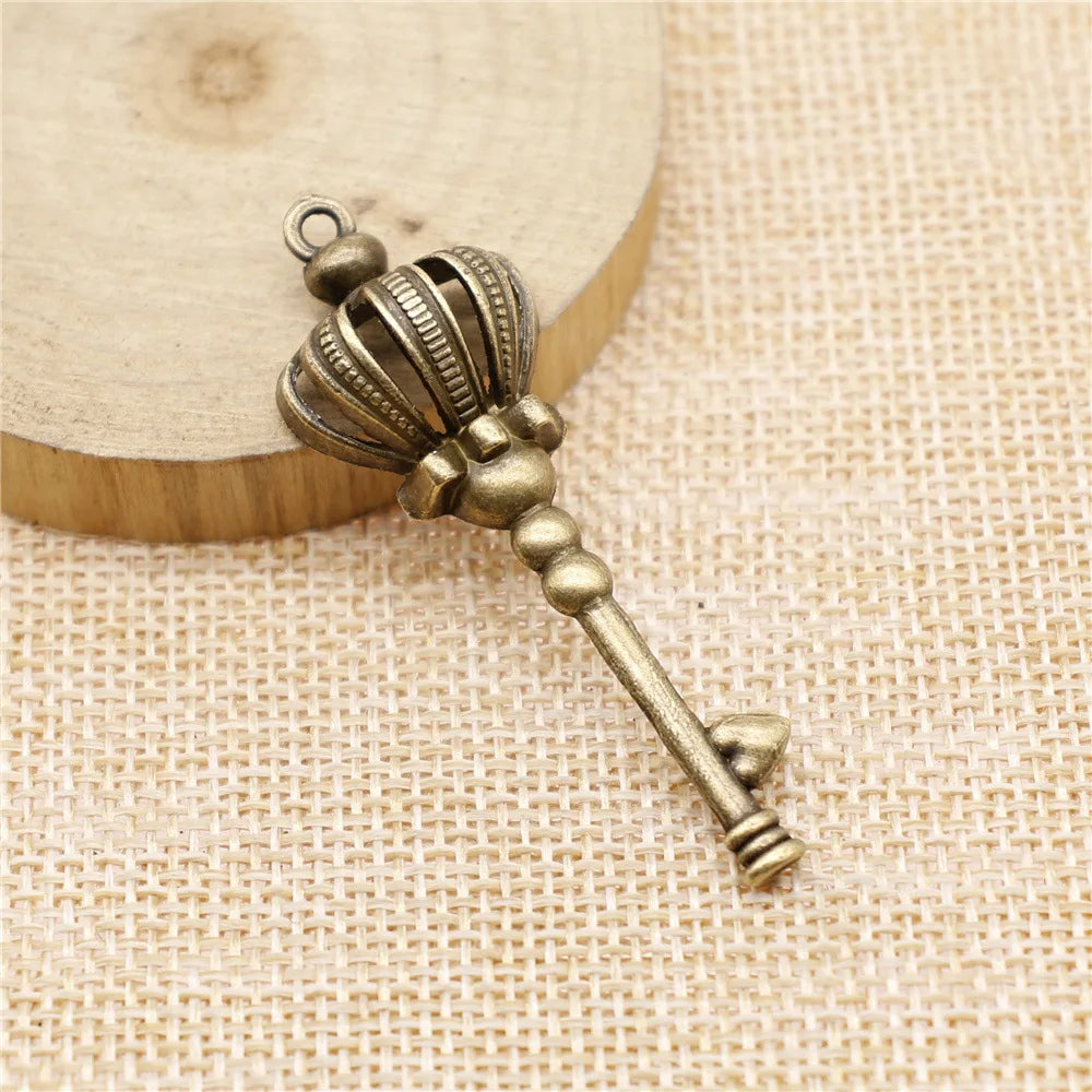 56mm 4.8g Multicolor Zinc Alloy Crown Key Charm Pendant for DIY Bracelet Necklace Jewelry Making