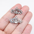 25x14mm 1.4g Antique Silver Zinc Alloy Volleyball MOM Charm Pendant for DIY Sports Jewelry Making