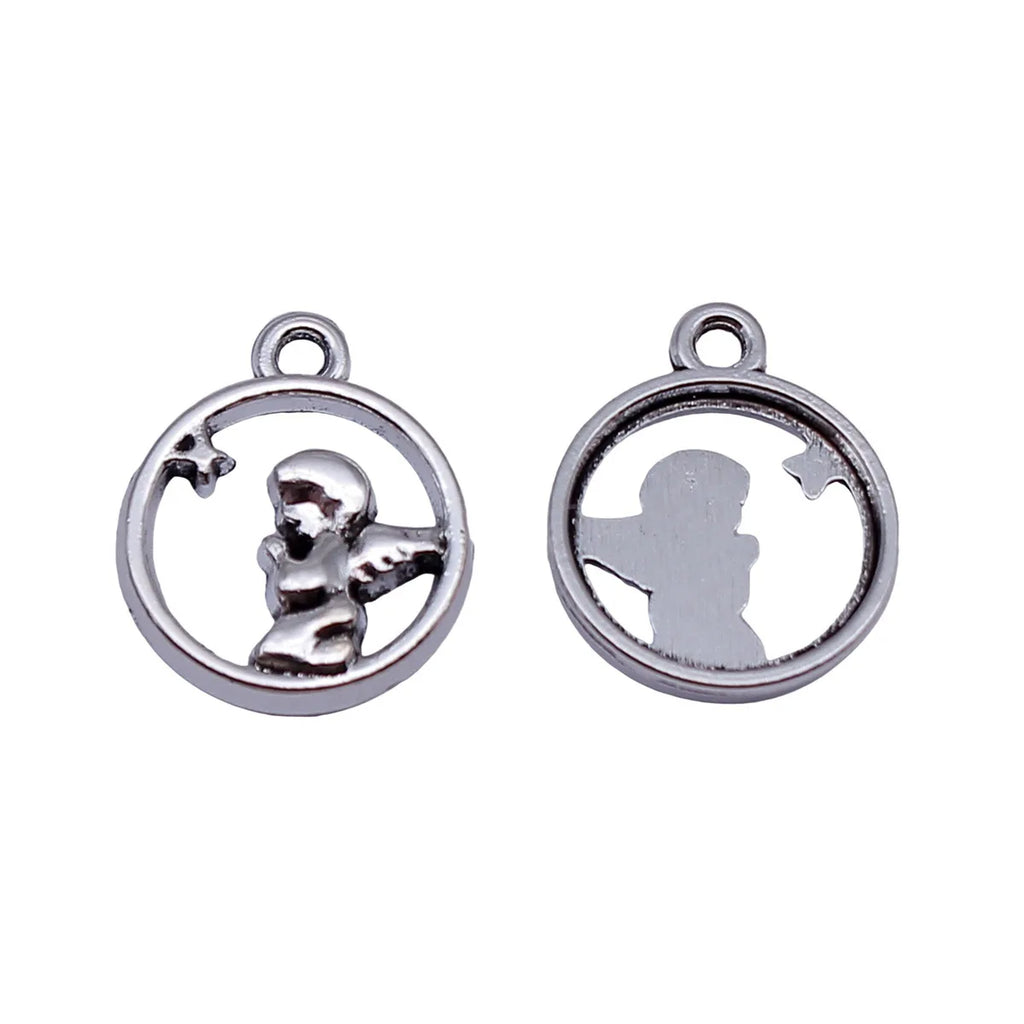 17x14mm 1.1g Antique Silver Zinc Alloy Praying Angel Charm Pendant for DIY Necklace Jewelry Making
