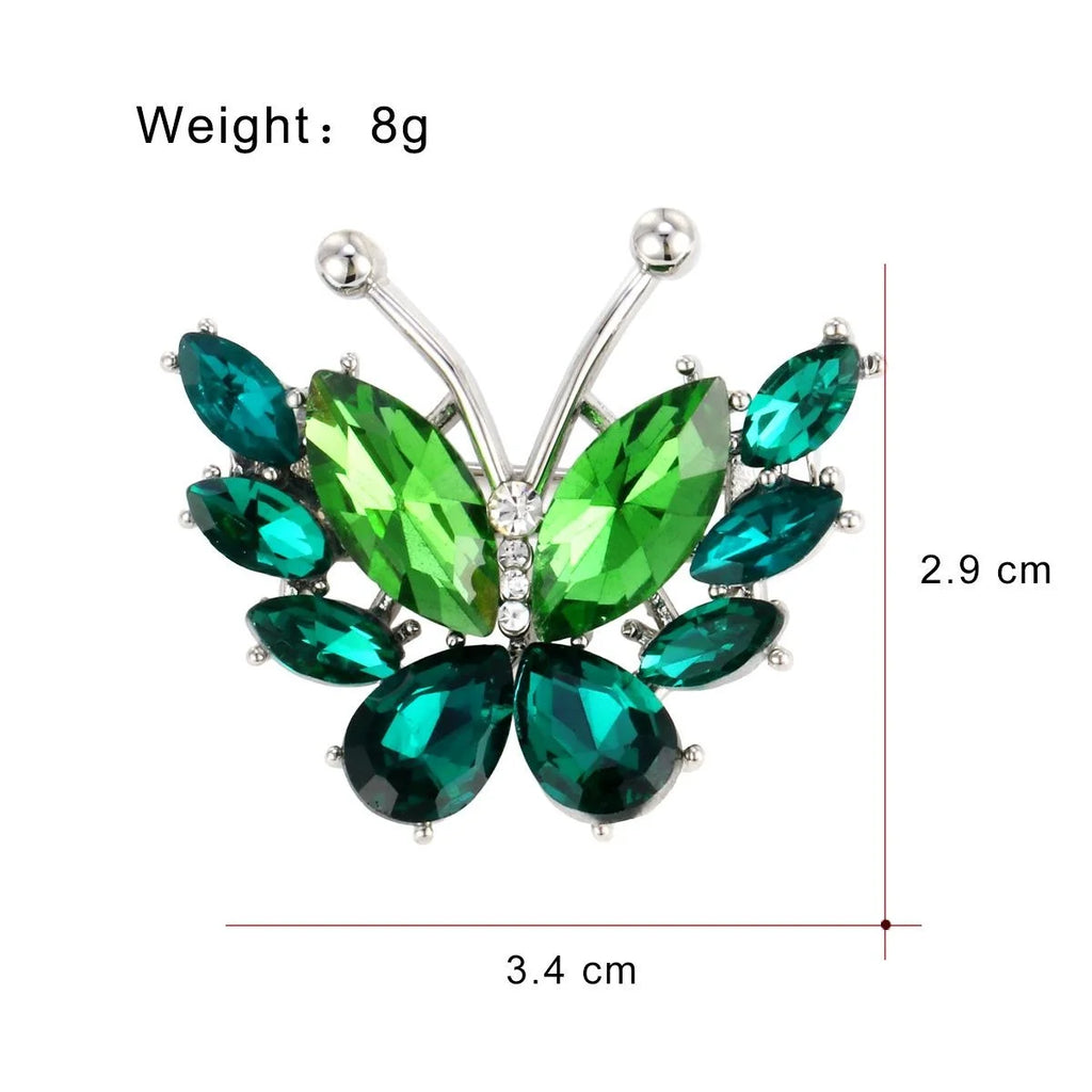 Elegant Purple Crystal Butterfly Brooch With Rhinestone Accents, Luxury Lapel Pin Suit Accessory Gift
