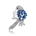 Elegant Blue Crystal Parrot Brooch With Rhinestone Alloy Pearl, Women's Lapel Pin Suit Accessory Gift
