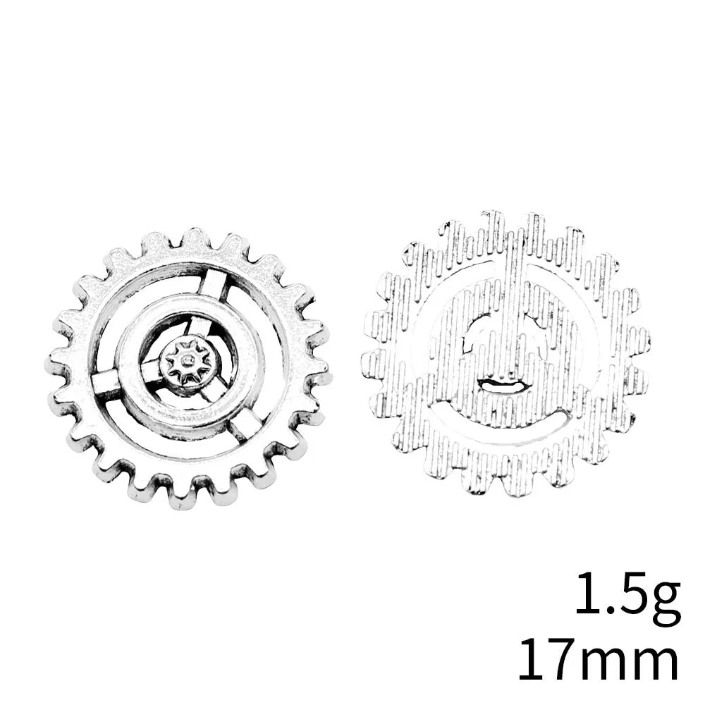 17x17mm 1.5g Antique Silver Zinc Alloy Gear Charm Pendant for DIY Steampunk Jewelry Making