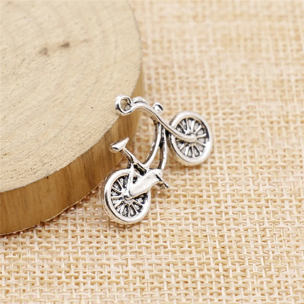 26x18mm 1.9g Antique Silver Zinc Alloy Bicycle Charm Pendant for DIY Necklace Bracelet Jewelry Making