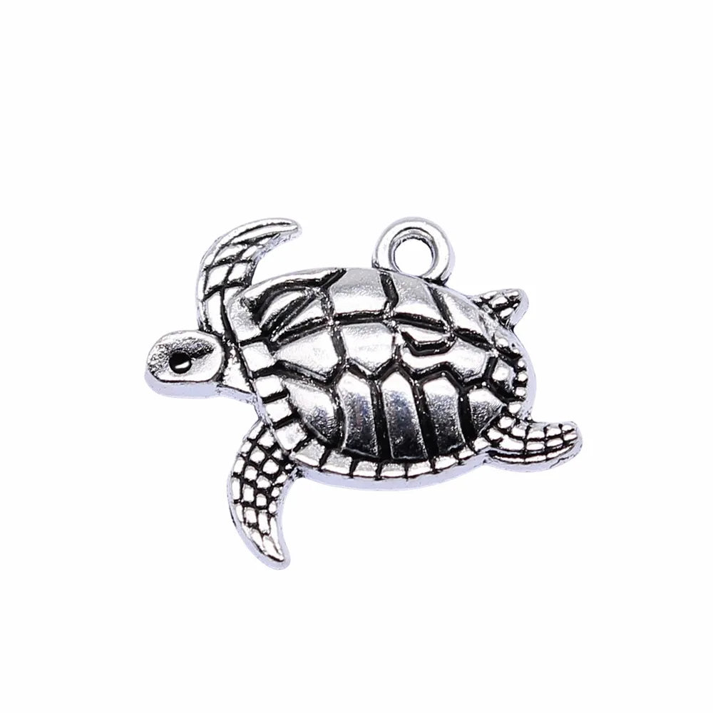 20x13mm 1.5g Antique Silver Zinc Alloy Sea Turtle Charm Pendant for Necklace Bracelet Making