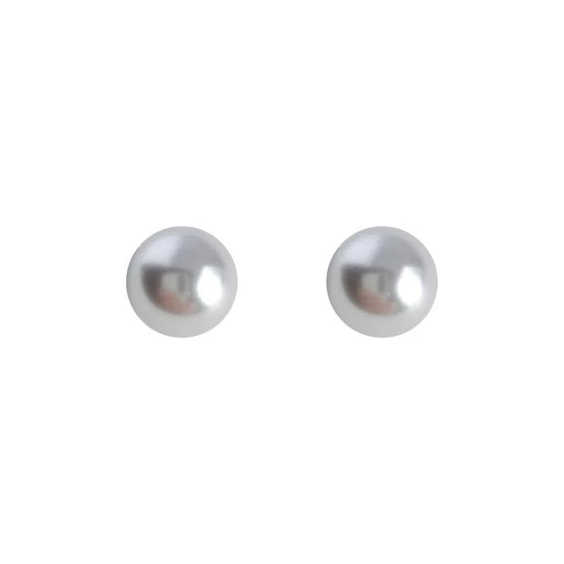 Light Purple Pearl Stud Earrings Silver Plated Pin Round Geometric Minimalist Elegant Jewelry