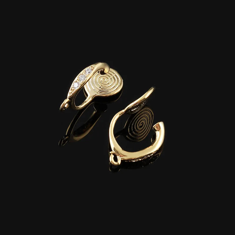 Elegant Gold Alloy Spiral Hoop Stud & Clip On No Piercing Rhinestone Ear Cuff DIY Jewelry Earrings