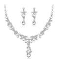 Elegant Bridal Pearl Rhinestone Crystal Drop Earrings And Necklace Jewelry Set For Wedding Party Banquet Gift