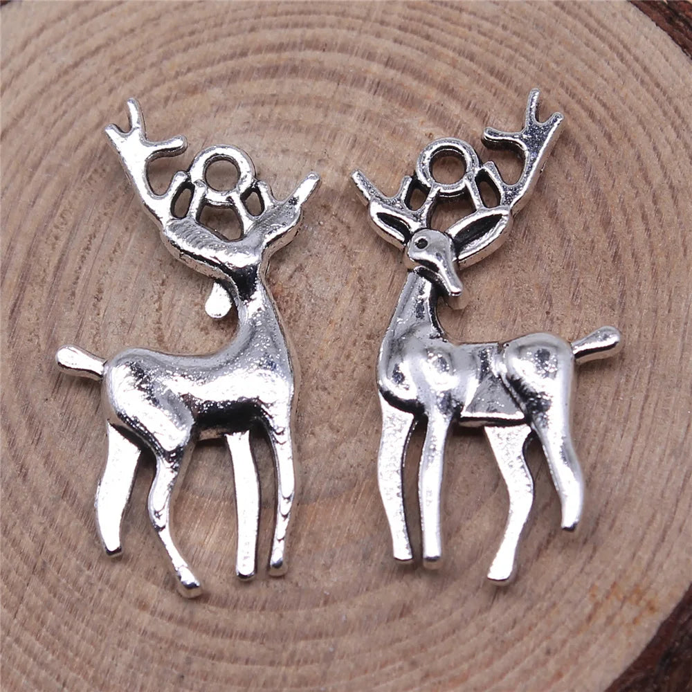 26x14mm 1.8g Multicolor Zinc Alloy Christmas Deer Charm Pendant for DIY Bracelet Necklace Making