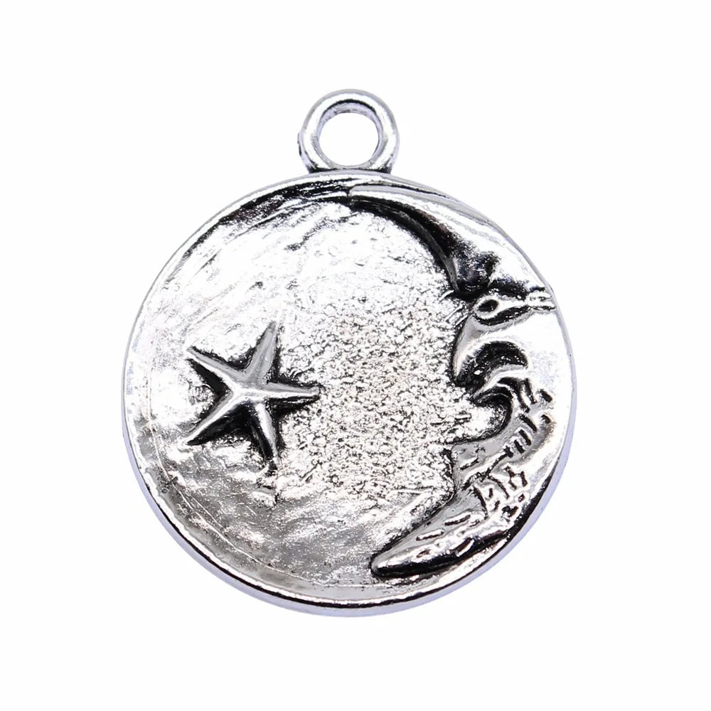 23x23mm 2.2g Multicolor Zinc Alloy Moon Star Charm Pendant for DIY Necklace Bracelet Jewelry Making